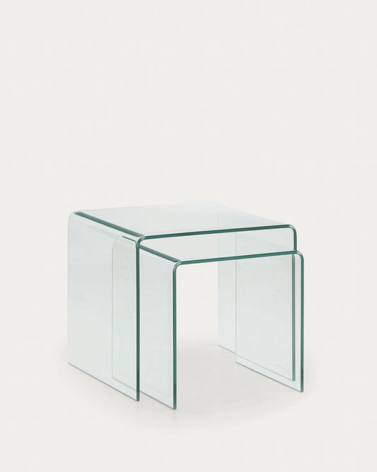 Ensemble Burano de 2 tables gigognes en verre