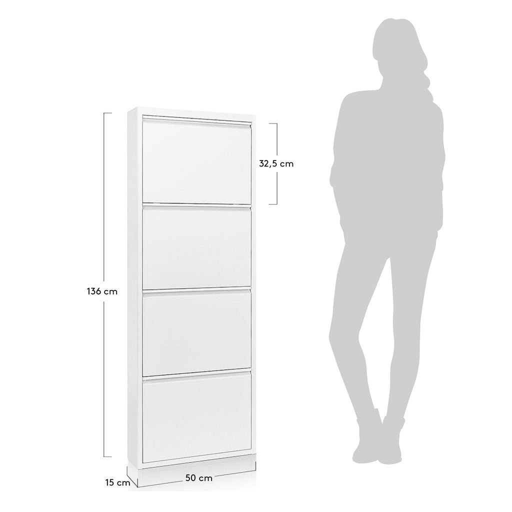 Meuble chaussures Ode 50 x 136 cm 4 portes blanc
