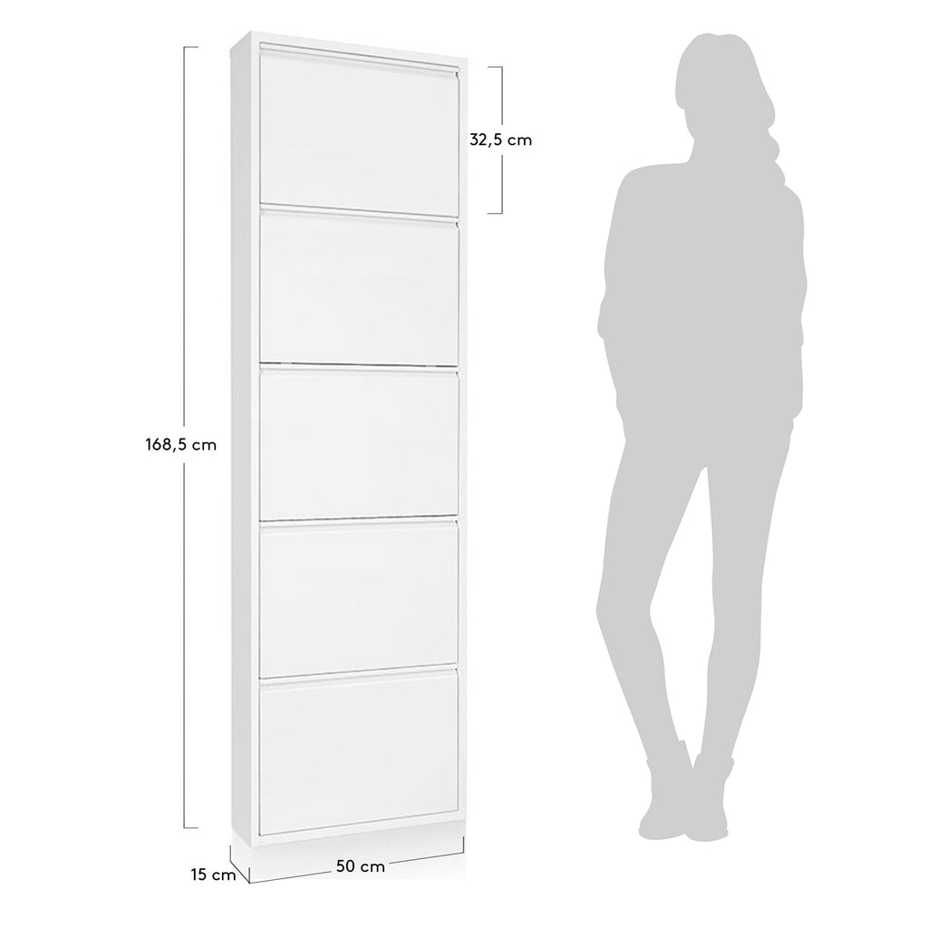 Meuble chaussures Ode 50 x 168,5 cm 5 portes blanc
