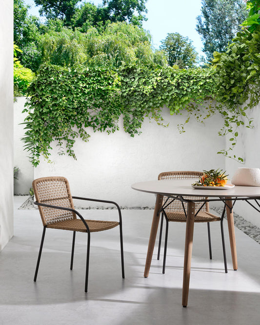 Chaise Ellen en corde beige et acier galvanisé