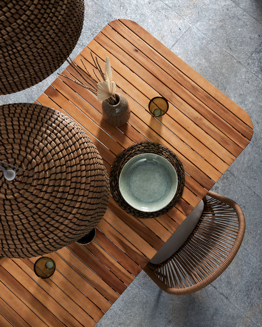 Table Soumaya 180 x 90 cm en acacia et acier noir FSC 100%