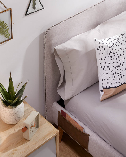Housse pour lit Dyla beige pour matelas de 160 x 200 cm
