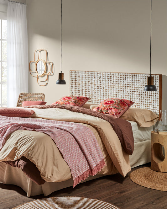 Tête de lit Kron en bois de manguier et coques de noix de coco pour lit de 180 cm