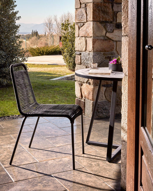 Chaise empilable Lambton en corde noire et acier finition noire
