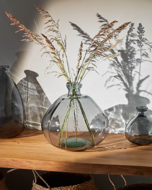 Vase Brenna bleu grand format en verre 100% recyclé