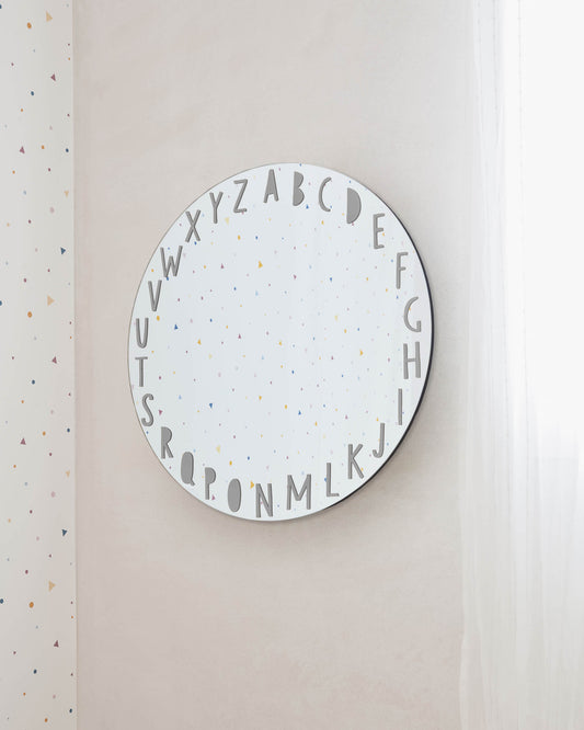 Miroir mural rond Keila alphabet gris Ø 50cm