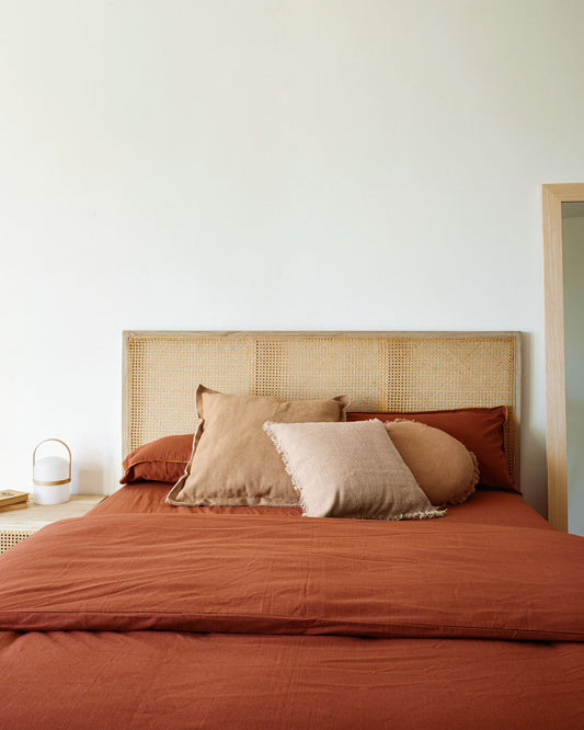 Tête de lit Rexit en bois de mindy et rotin pour lit de 160 cm