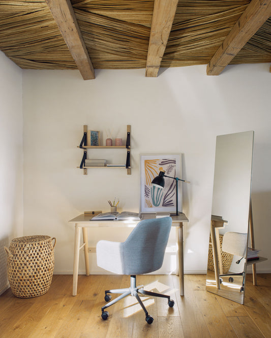 Chaise de bureau Madina gris clair et pieds en acier noir mat