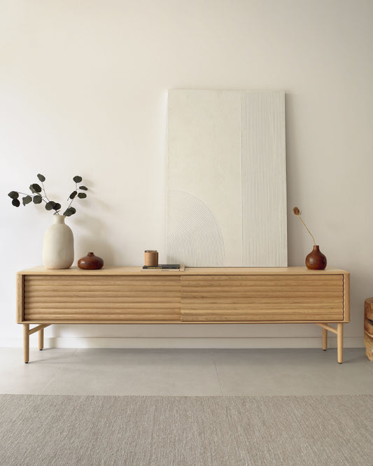 Tableau Adelta rayures blanc 80 x 110 cm