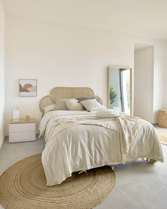 Tête de lit Lalita en rotin avec finition naturelle pour lit de 160 cm