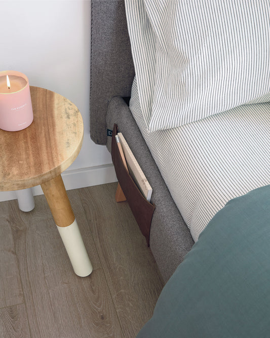 Housse pour lit Dyla grise pour matelas de 150 x 190 cm