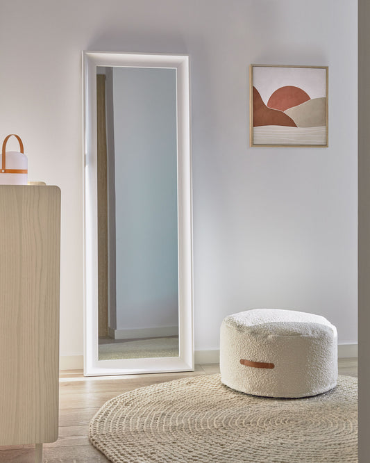 Pouf Adara effet mouton retourné blanc Ø 50 cm