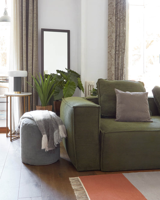 Pouf rond Brunetta en velours turquoise foncé Ø 40 cm