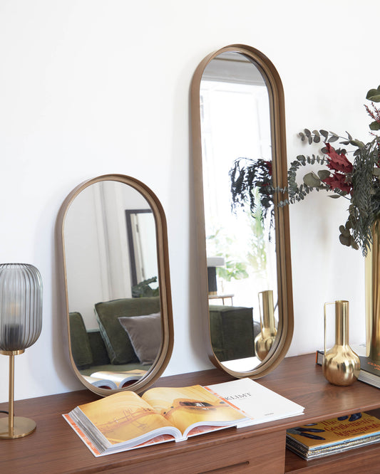 Miroir mural Tiare métal doré 31 x 101 cm