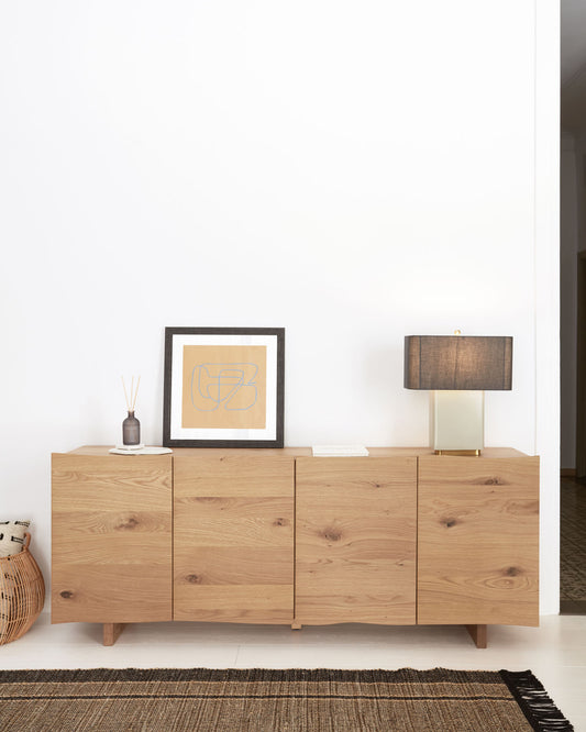 Buffet Rasha 4 portes en contreplaqué de chêne finition naturelle 180 x 71 cm