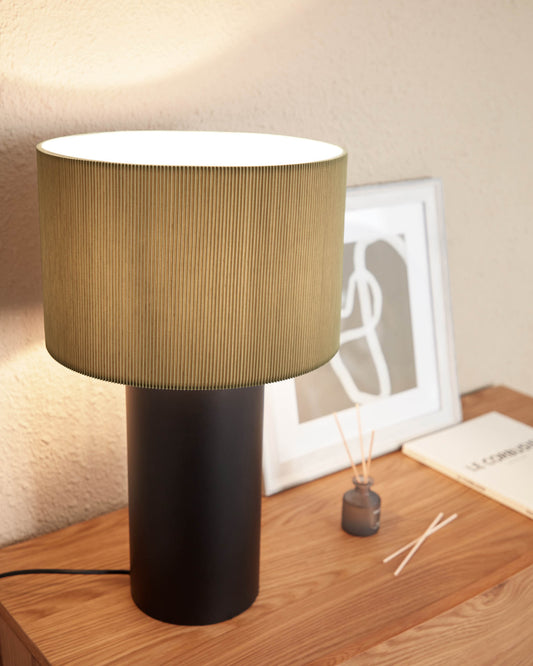 Lampe de table Domicina en métal peint noir et gris