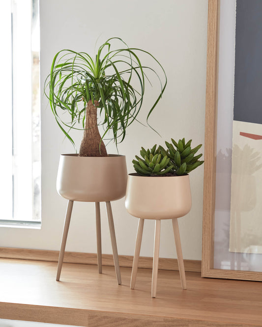 Cache-pot Apia en métal beige Ø 18cm