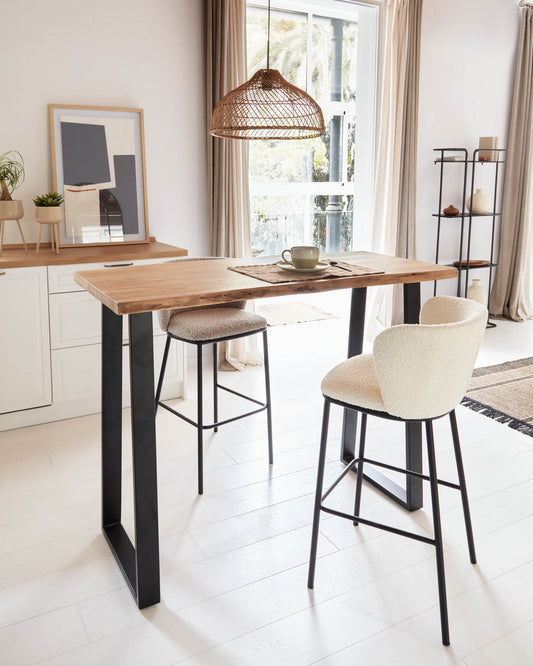 Table haute Alaia en bois d'acacia finition naturelle 140 x 60cm