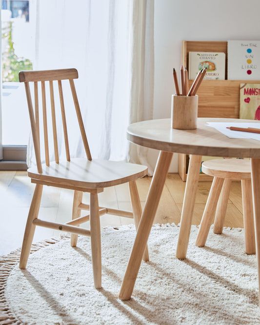 Chaise enfant Tressia bois d'hévéa avec finition naturelle