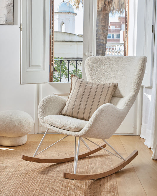Fauteuil à bascule Vania bouclette blanc