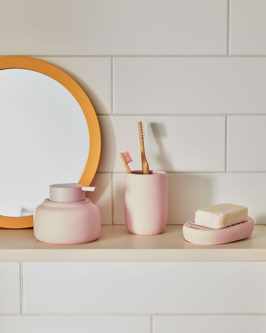 Porte-savon Chia en résine rose