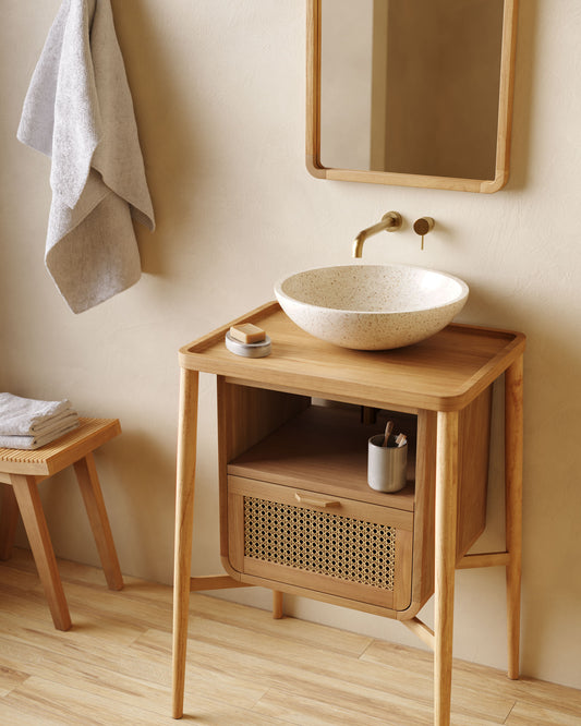 Vasque à poser Delina terrazzo blanc Ø 40 cm