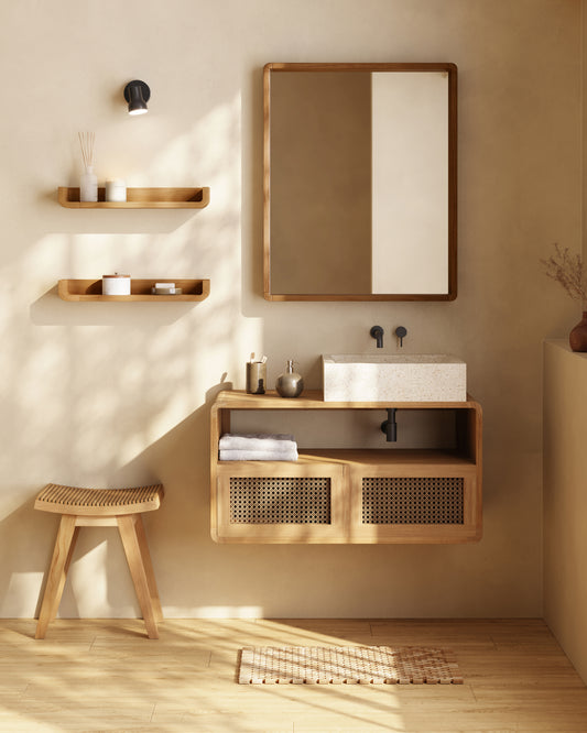 Miroir Kuveni en bois de teck 80 x 65 cm