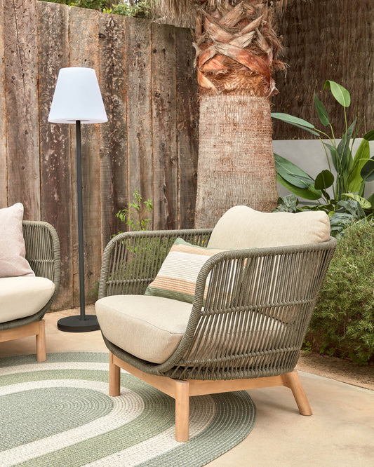 Fauteuil Catalina en corde verte et bois d'acacia FSC