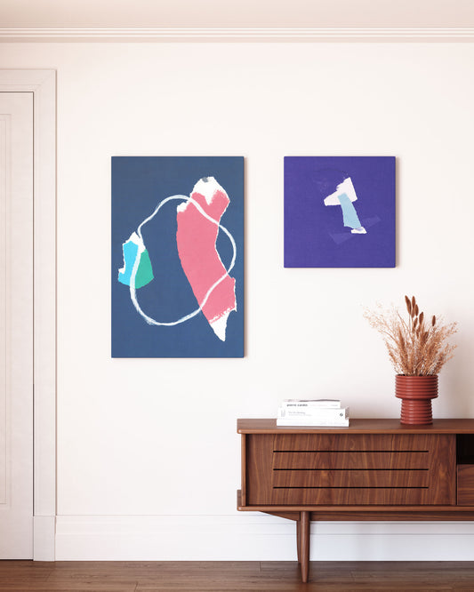 Toile abstrait Zoeli bleu 50 x 50 cm