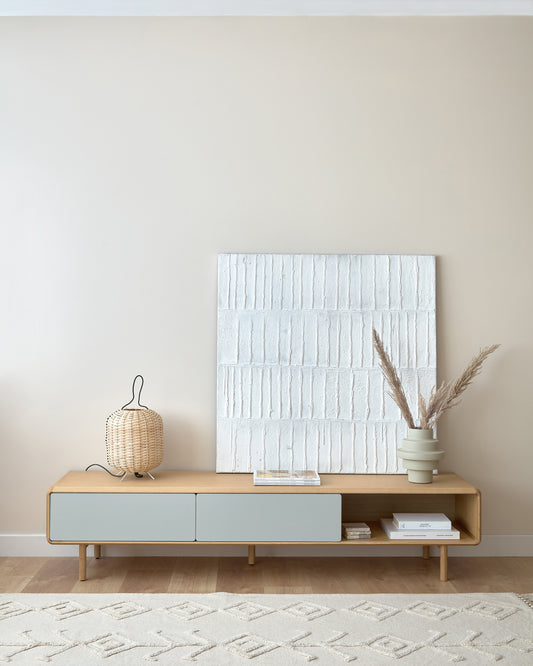 Tableau Basilisa blanc et gris 90 x 90 cm
