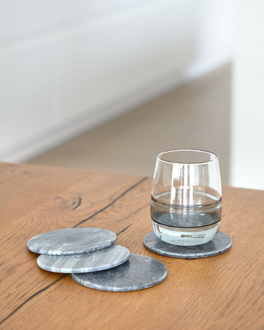 Set Tresa de 4 dessous de verre en marbre gris