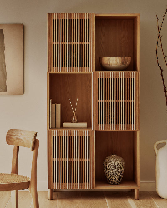 Étagère Beyla en bois de frêne et placage de chêne 84,5 x 170 cm FSC 100 %