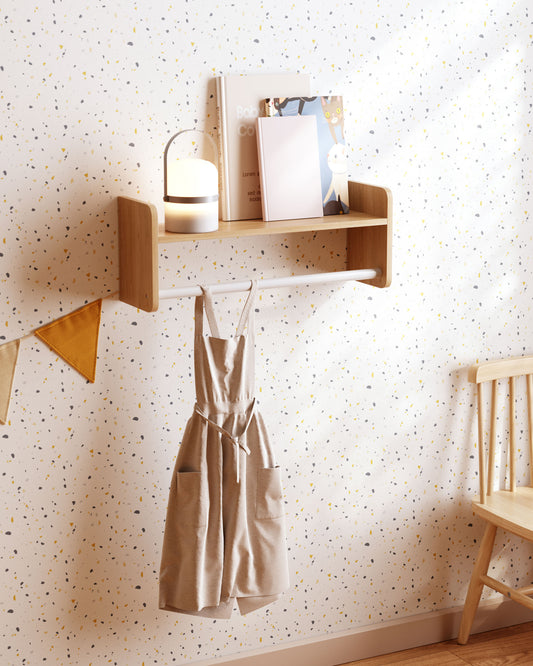 Étagère penderie Florentina en pin naturel et MDF blanc 52,5 cm