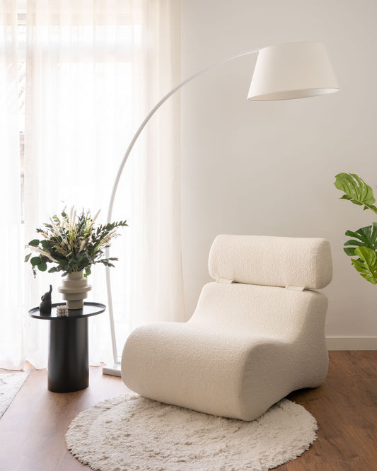 Fauteuil Club bouclette blanc
