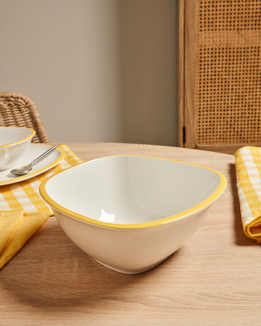 Bol grand Odalin porcelaine blanc et jaune