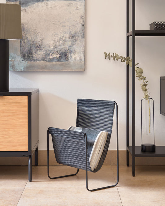 Porte-revues Siana noir et métal noir