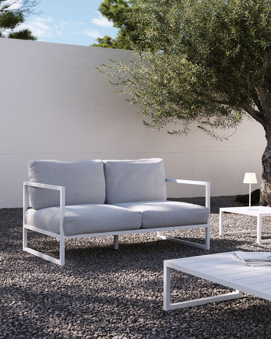 Canapé Comova 2 places 100 % pour extérieur blanc et en aluminium blanc 150 cm