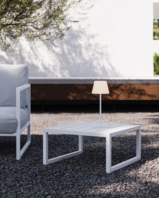 Table d'appoint Comova 100 % pour extérieur en aluminium blanc 60 x 60 cm