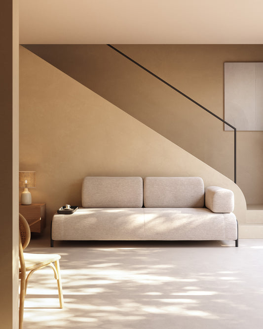Canapé Compo 3 places gris foncé avec petit plateau 232 cm