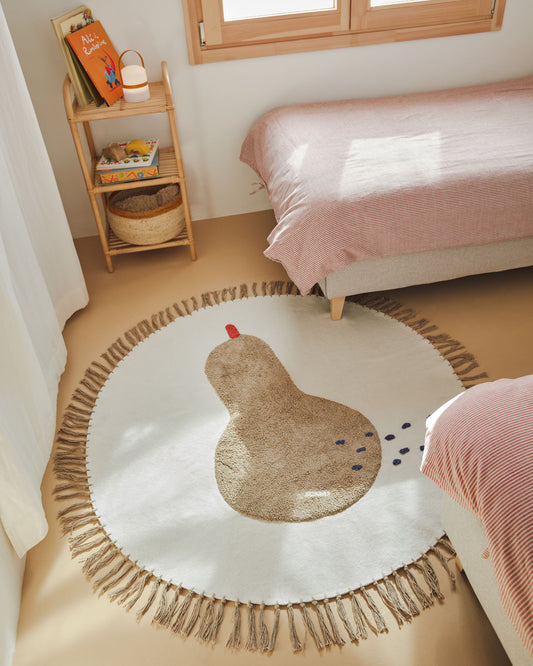 Tapis rond Tamya 100 % coton poire marron Ø 120 cm