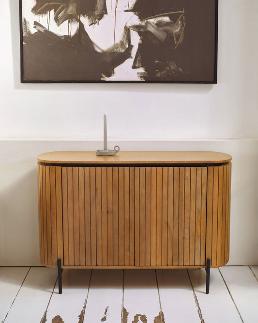 Buffet Licia 2 portes en bois de manguier et métal peint en noir 120 x 80 cm