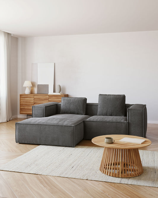Coussin Blok en velours côtelé épais gris 50 x 60 cm