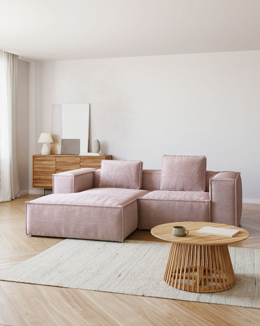 Coussin Blok ignifugé en velours côtelé épais rose 50 x 60 cm