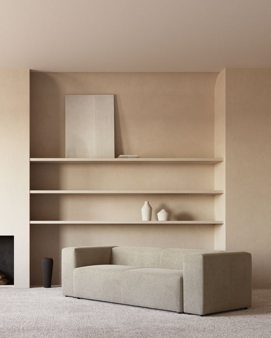 Canapé Blok 3 places ignifugé en chenille beige 240 cm