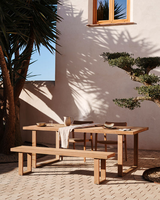 Table 100 % d'extérieur Canadell en bois de teck recyclé 220 x 100 cm