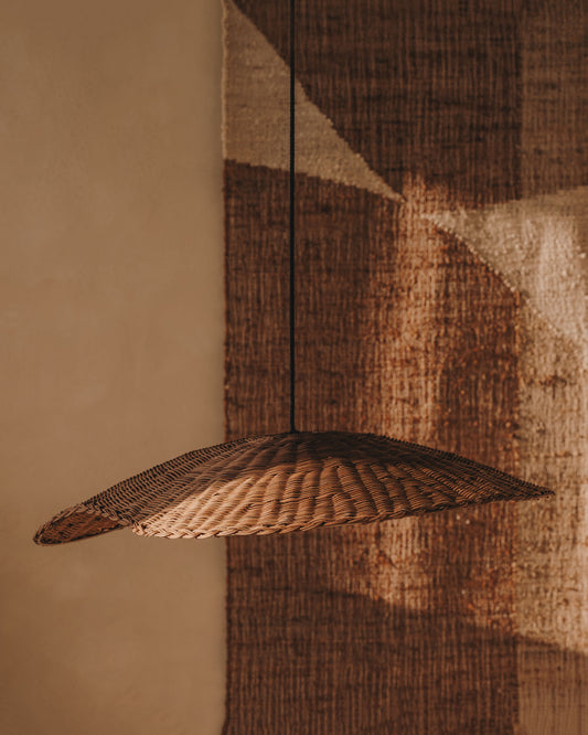 Abat-jour pour suspension Bisbal en rotin avec finition naturelle Ø 80 cm
