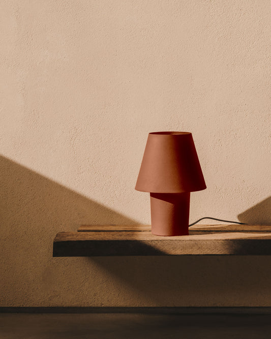 Lampe de table Canapost en métal peint terracotta