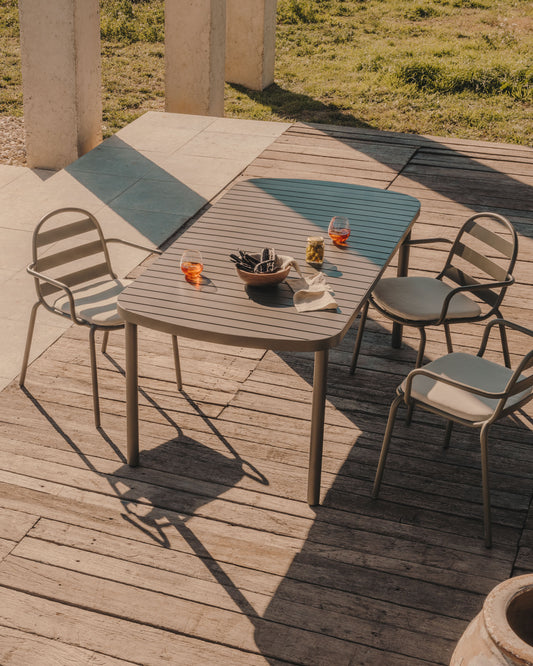 Table de jardin Joncols en aluminium finition peinture grise 180 x 90 cm