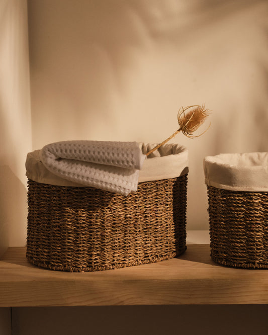 Lot Tossa de 2 paniers format moyen en fibres naturelles