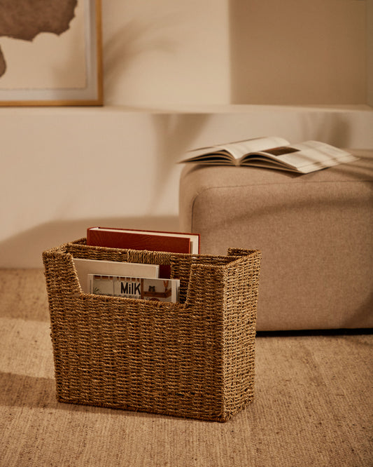 Porte-revues Guixols en fibres naturelles avec finition naturelle